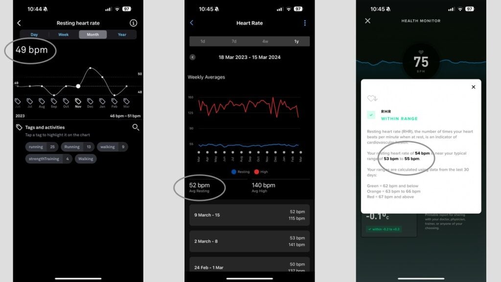 Oura Ring Gen 3 resting heart rate