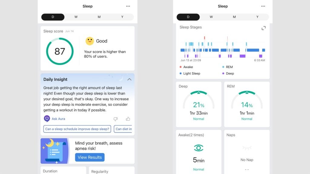 Helio sleep tracking